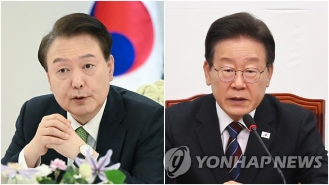 윤석열 대통령(왼쪽)과 더불어민주당 이재명 대표
[연합뉴스 자료사진]
