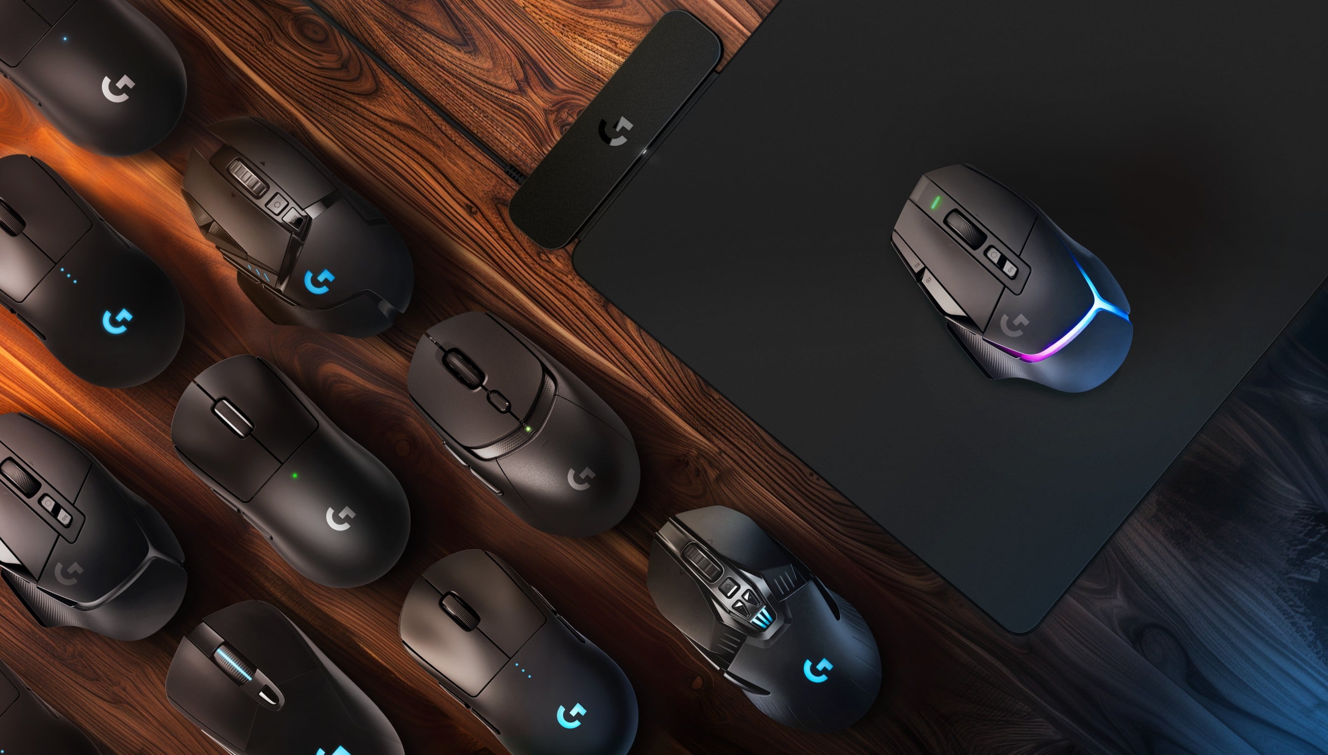 호환되는 마우스로는 Pro X Superlight 시리즈, Pro Wireless, G502 무선 마우스, G309, G703, G903 등이 있습니다.
