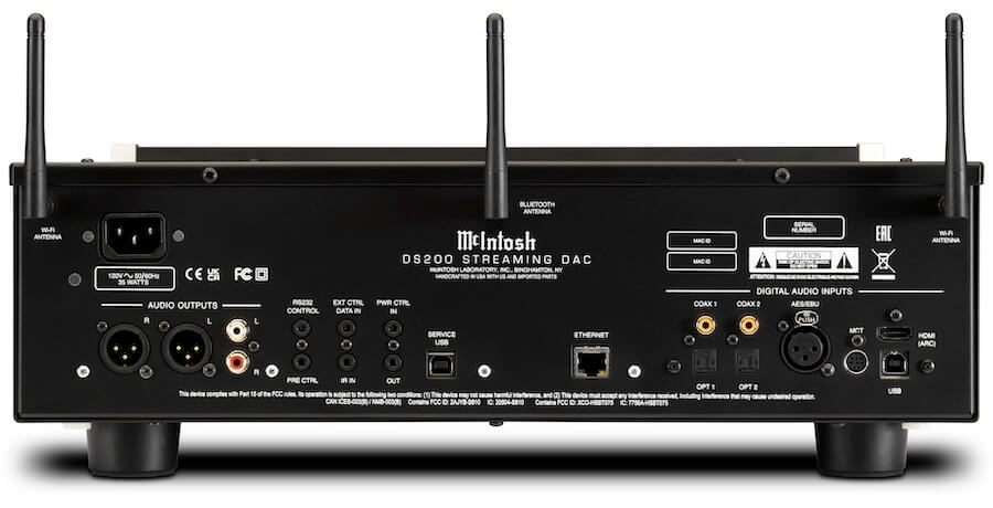 McIntosh DS200 스트리밍 DAC 뒤로
