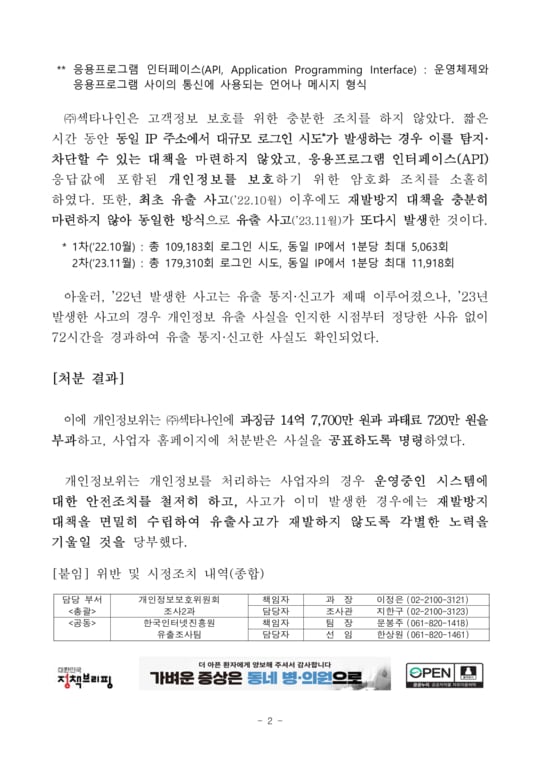 개인정보위 해피포인트 앱 관련 보도자료 이미지