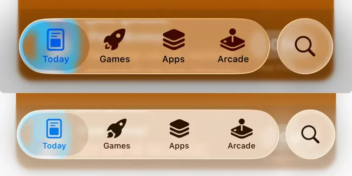iOS 26 베타 2와 베타 3 리퀴드 글래스 이미지입니다.