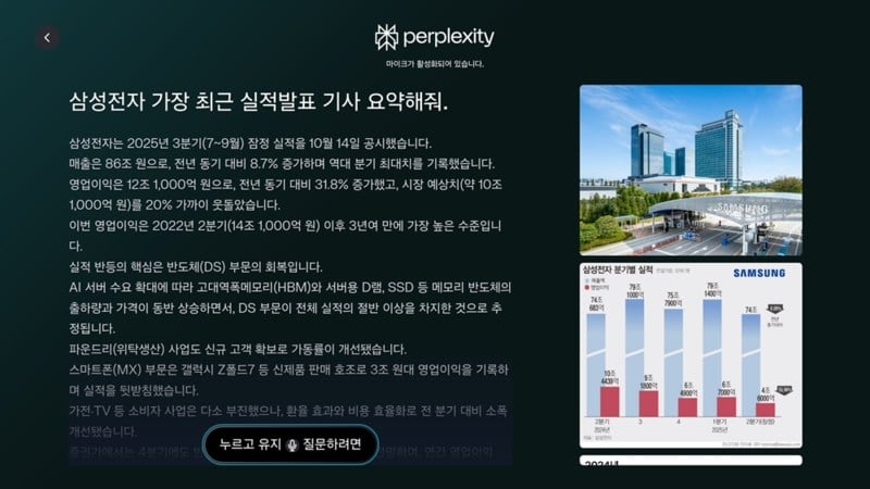 퍼플렉시티 검색 화면입니다.
