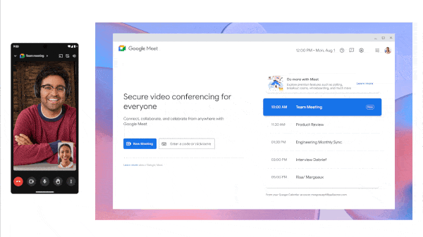 Google Meet 통화 전환 예시 화면입니다.